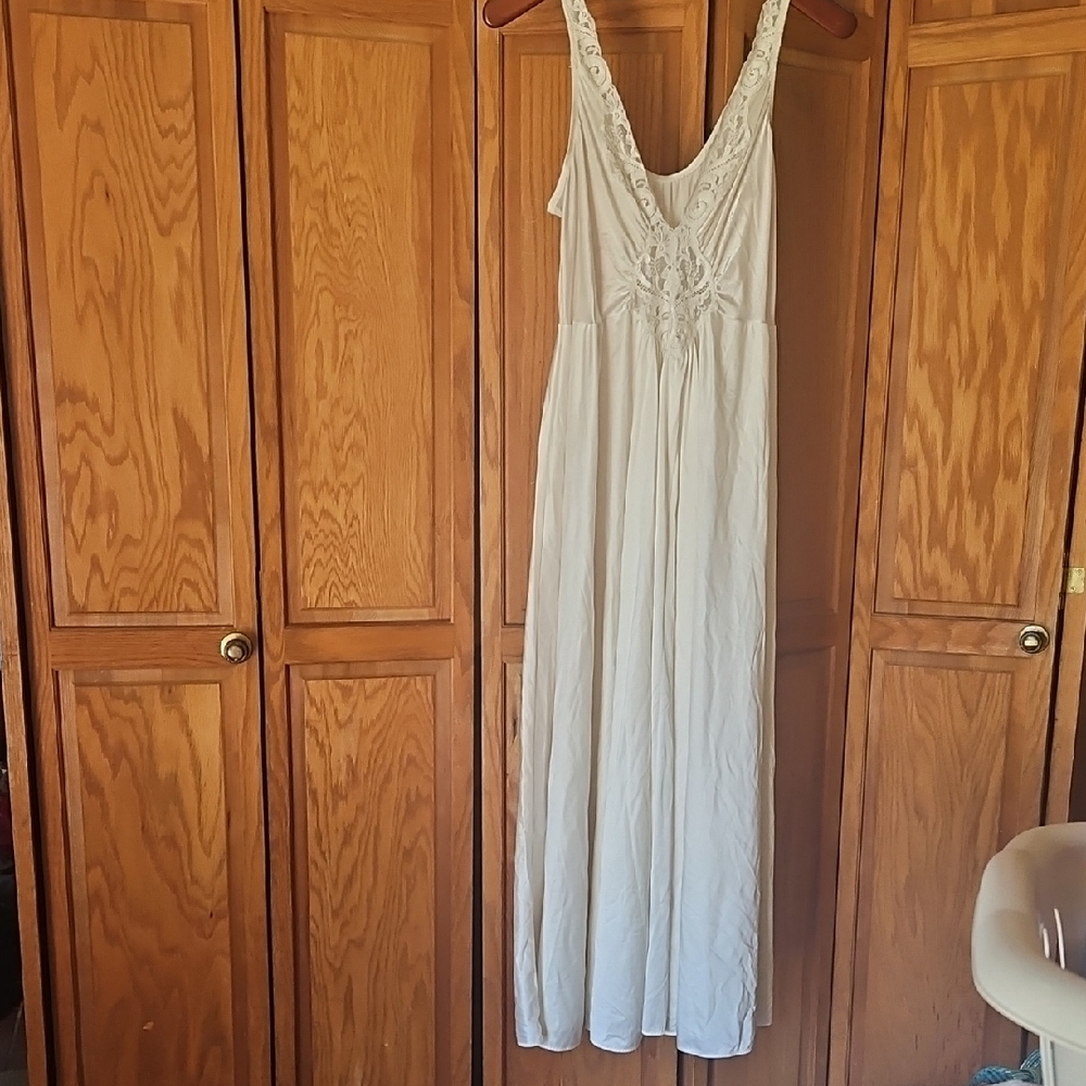 Elegant White Lace-Trimmed Nightgown